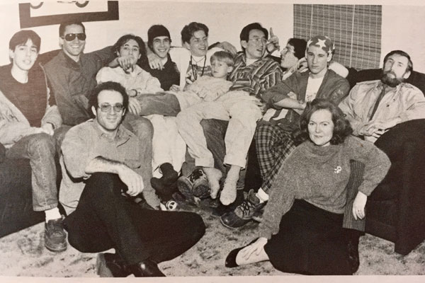 Group of males students with dorm parents