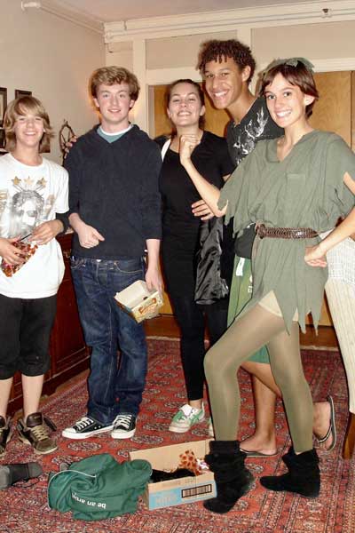 students in halloween dress