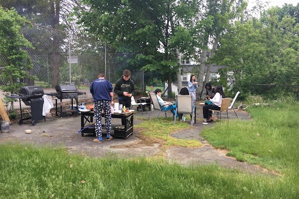 students having a cook-out