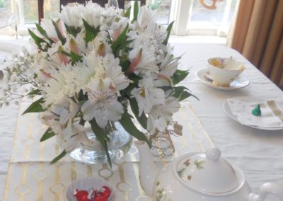 Flower arrangement and tea pot