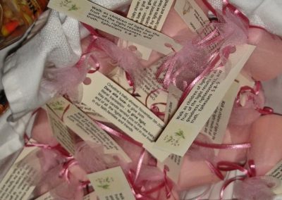 Plastic gift bags with scripture labels