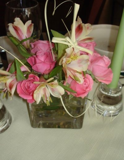 Flower arrangement in glass vase