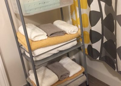 Towel rack in bathroom