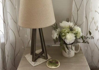 Table lamp and Flower arrangement