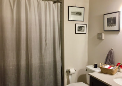 Bathroom with pictures